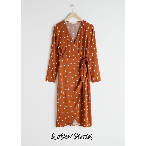 & Other Stories side tie satin midi wrap dress size 10 - Picture 1 of 7